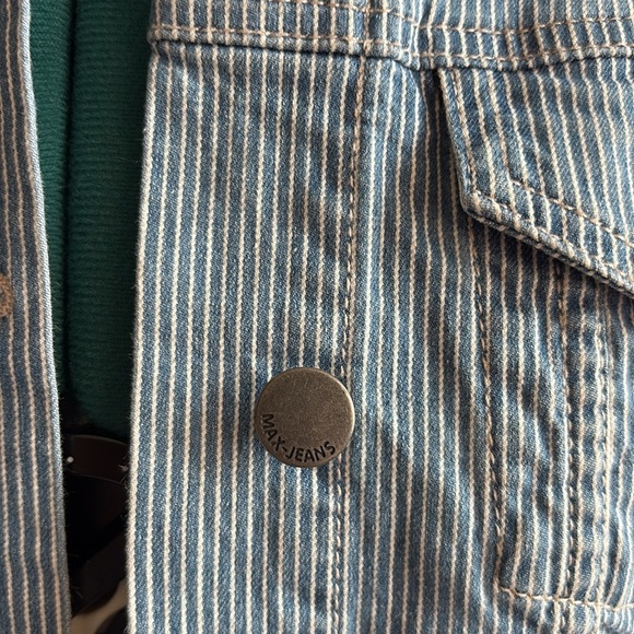 MAX JEANS Blue & White Striped Jean Jacket - Picture 3 of 9